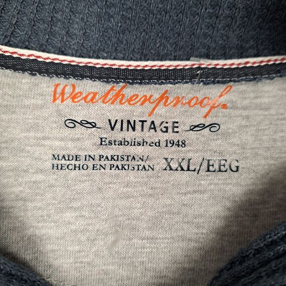 Weatherproof Vintage Men's Blue Long Sleeved Waffle Hoodie Sweater Size XXL - Picture 3 of 9